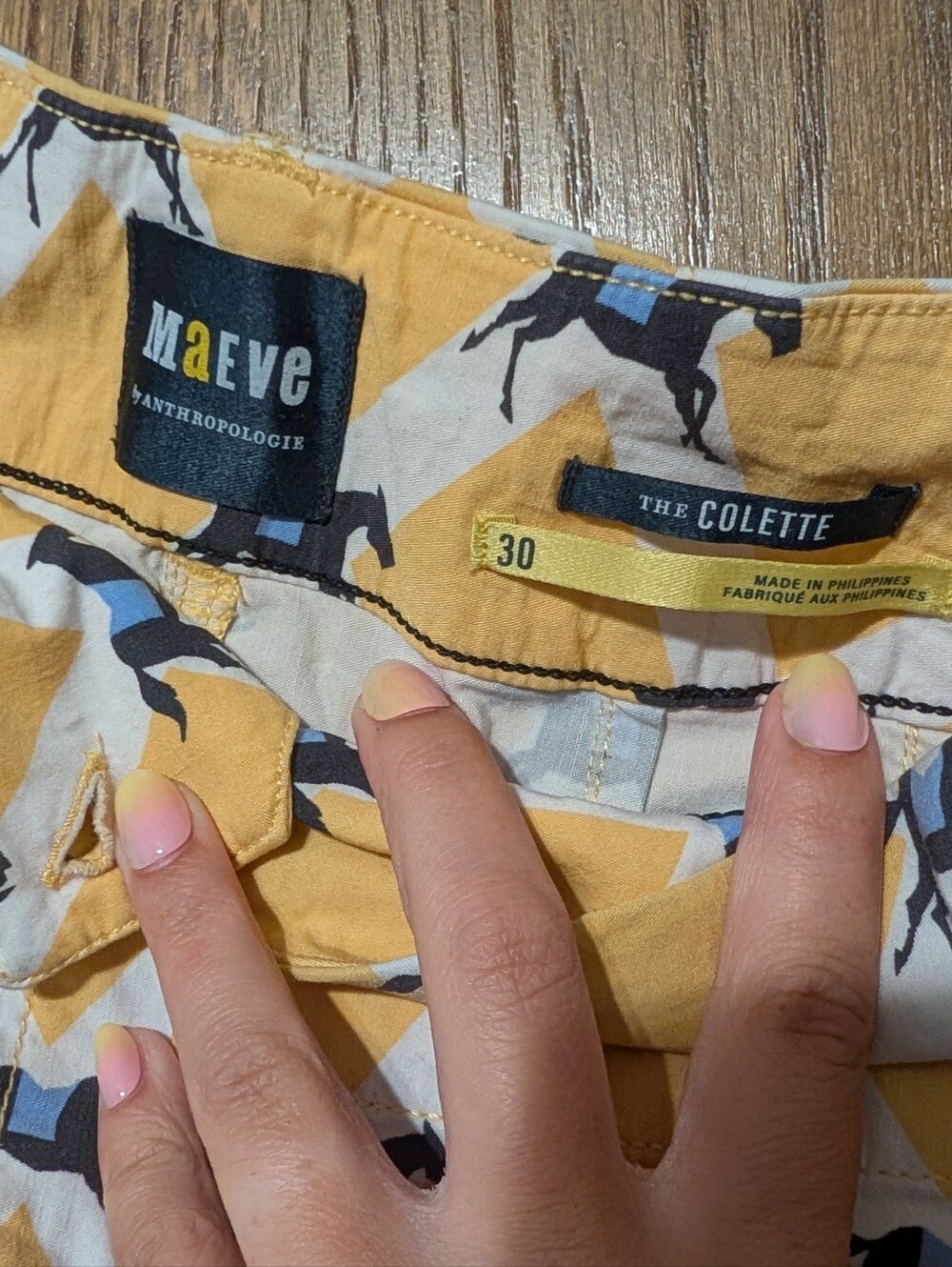 Maeve Anthropologie The Colette Crop Pants Yellow Horse Print 30 - Picture 4 of 5
